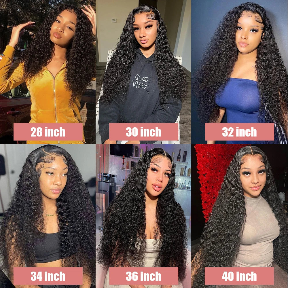 13x4 Deep Wave Lace Front Wigs Human Hair 180% Density Deep Wave Frontal Wigs Human Hair HD Lace Curly Wigs for Black Women