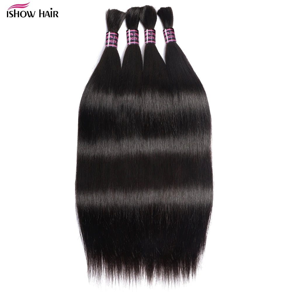 Natural Bulk Hair For Braiding 100% Human Hairs No Weft Straight Bundles 10-30 Inches Virgin Extensions Wholesale