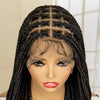 Full Double Lace Front Synthetic Knotless Braided Wigs for Women Box Braided Wig With Curly Ends Braided Wigs with Baby Hair