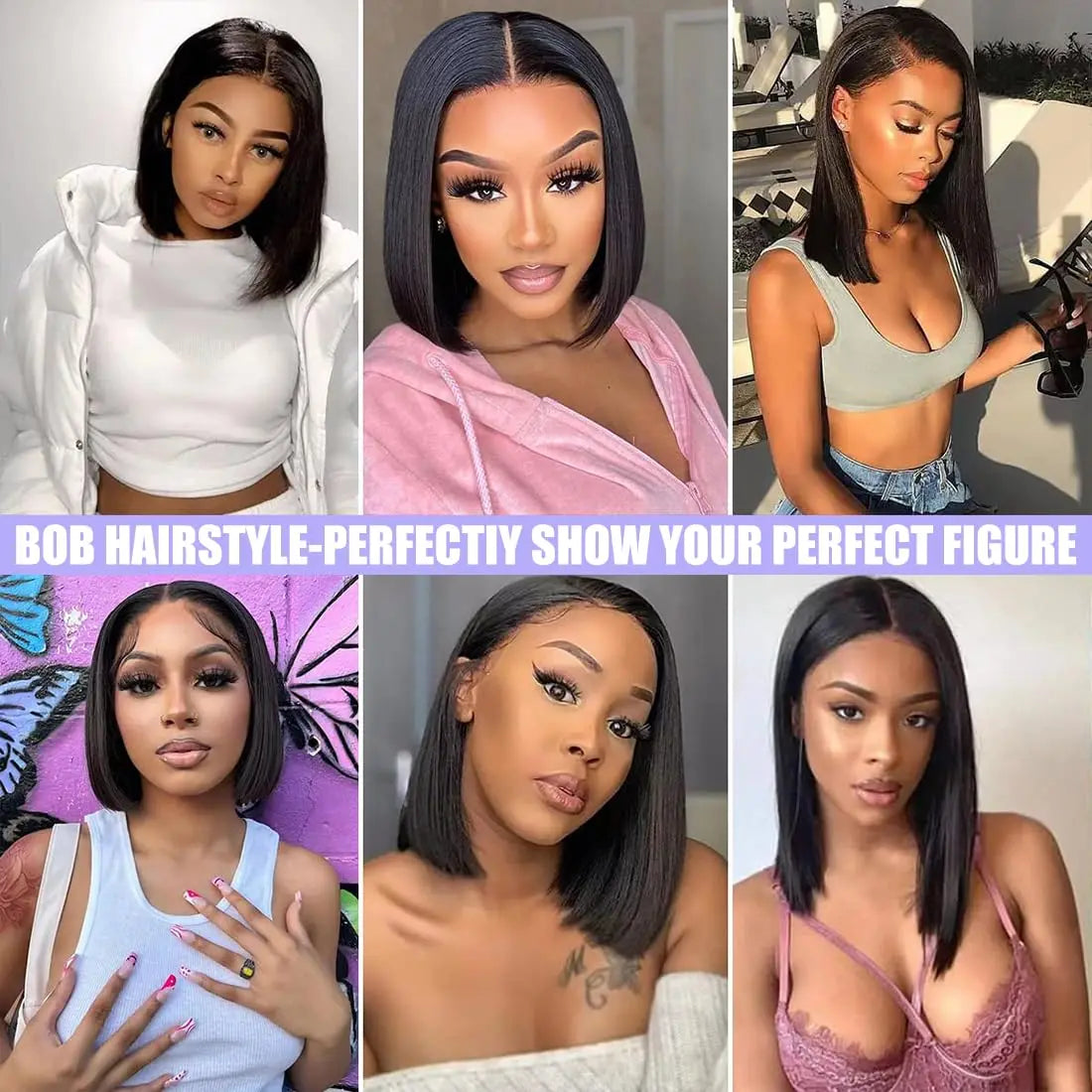 Lace Front Bob Wigs Human Hair 13x4 Bob Wigs for Black Women Human Hair Pre Plucked with Baby Hair Side Part 10- 16 Inch