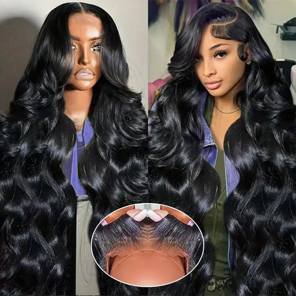 13x4 Body Wave Lace Front Wigs Human Hair 13x4 Transparent Lace Front Wigs for Women Pre Plucked With Baby Hair Natural Color 1B