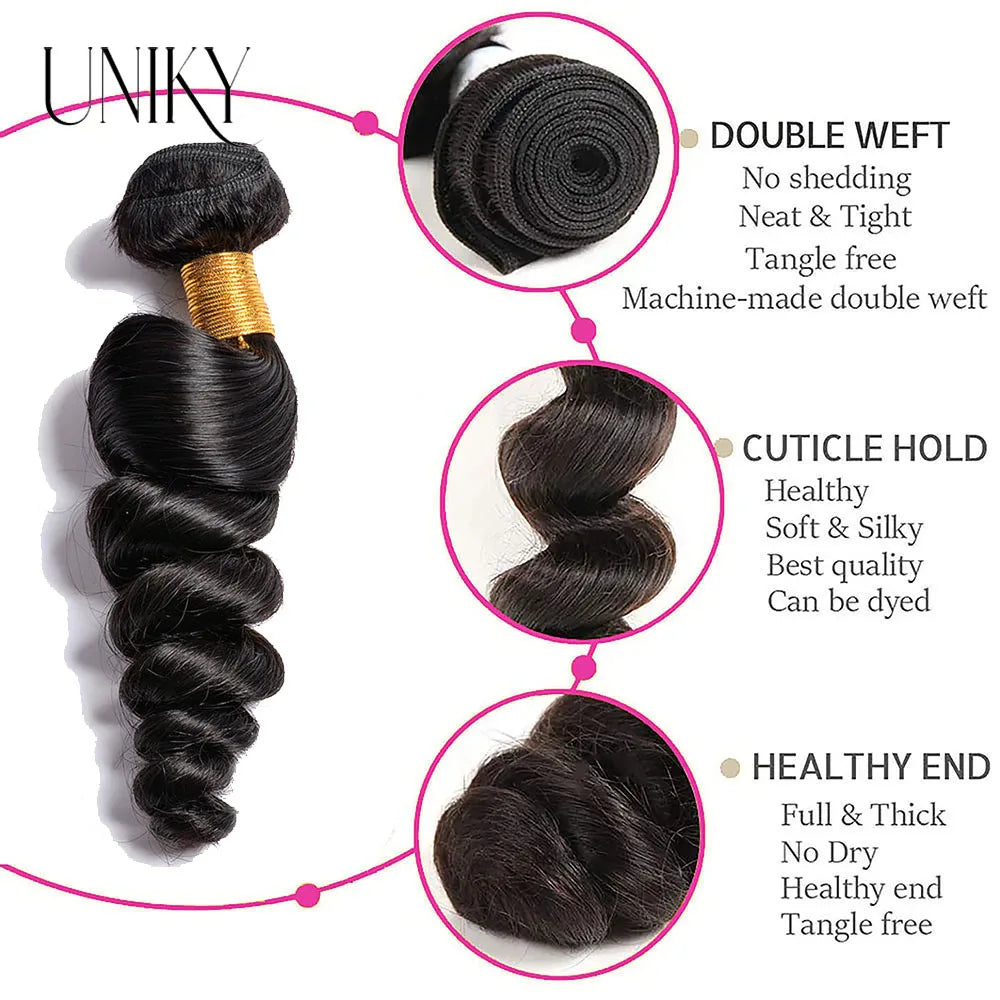 Brazilian Loose Wave Human Hair Bundles Natural Color for Women 95g/bundle Real Single Virgin 10A Grade 100% Unprocessed Virgin