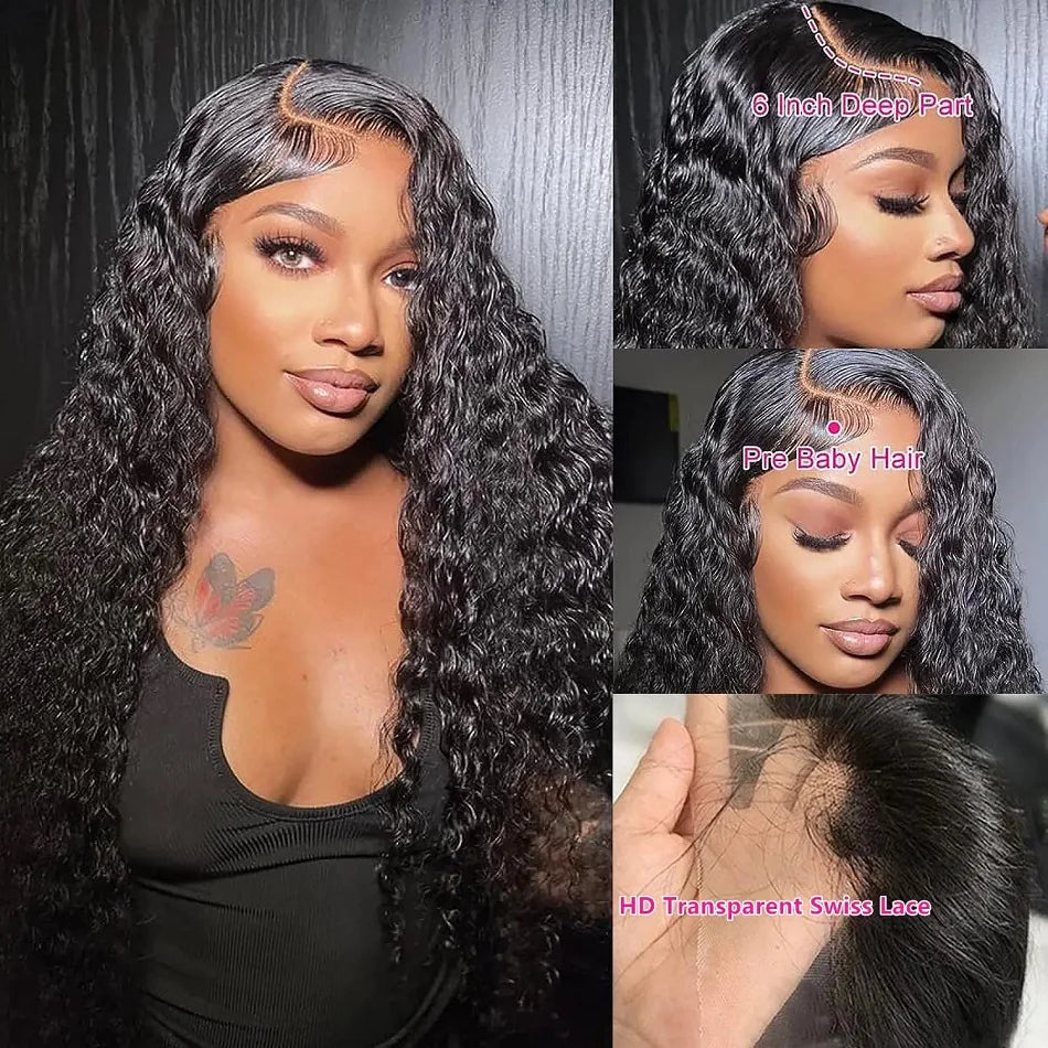 13x4 Hd Lace Loose Deep Wave Frontal Wig Wet And Wavy Wig Pre Plucked Brazilian Water Wave Lace Front Curly Human Hair Wigs