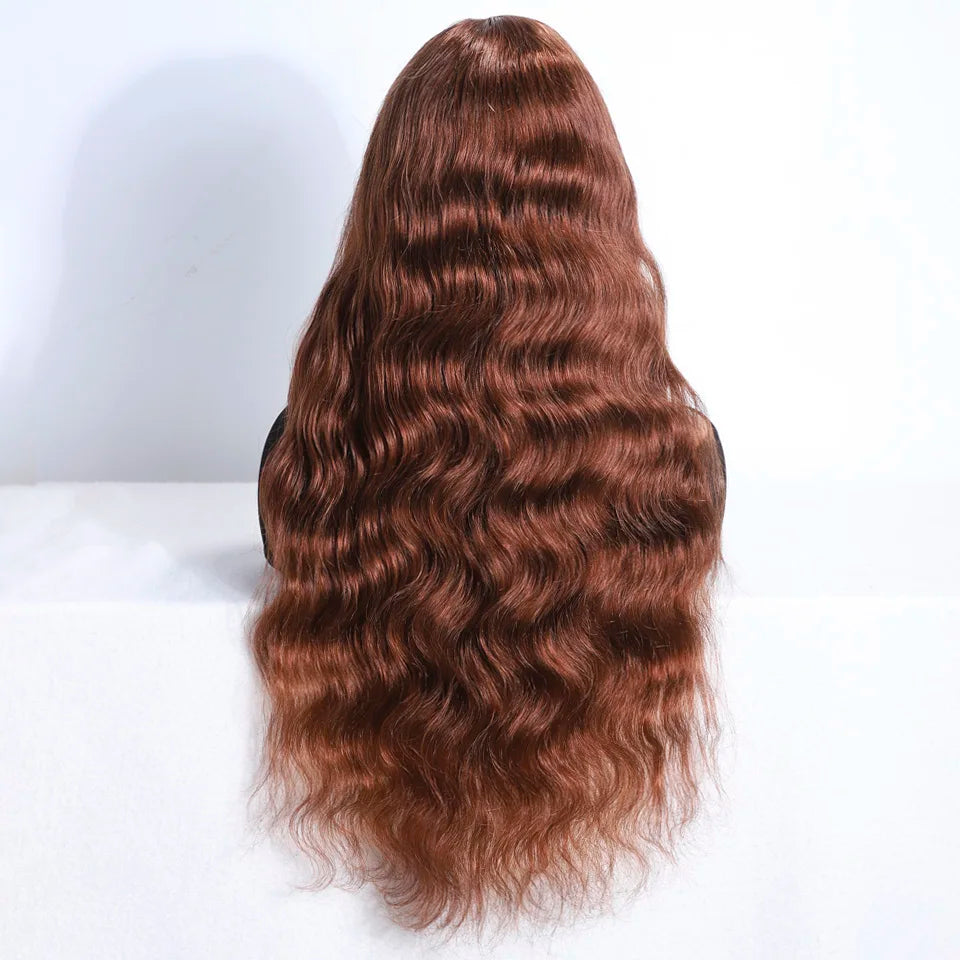 Lekker Rose Gold Brown Body Wave 13x5 Lace Frontal 100% Human Hair Wigs For Women Brazilian Remy Hair Colored 30" Deep Wavy Wigs