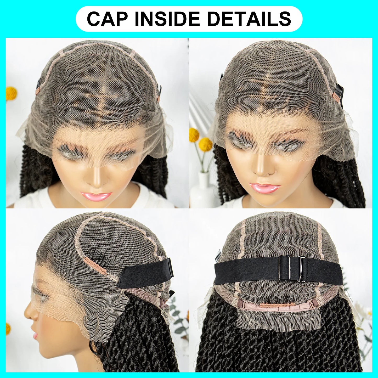 Kima 36 inch Long Island Twist Braided Wigs Knotless Synthetic Full Lace Braided Wigs With Baby Hair for Black Women