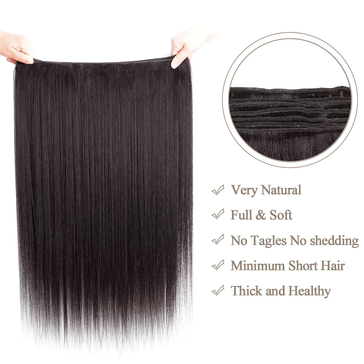 Synthetic Long Straight Hair Bundles Extensions Heat Resistant 26Inch Super Long Synthetic Straight Hair Bundles Full to End