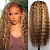 4/27 Colored Highlight Ombre Brown 180% 13x4 HD Lace Front Human Hair Wig 30 Inch Curly Deep Wave Lace Frontal Wigs For Women