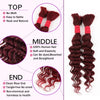 Deep Wave Burgundy 99J Human Hair Bulk for Braiding No Weft 100% Virgin Hair 26 28 Inch Bundles Curly Braiding Hair for Women