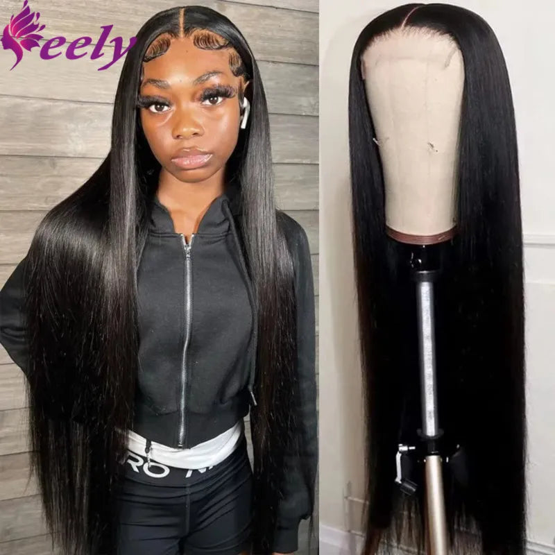 Human Hair Lace Frontal Wig Straight Transparent 5x5 HD Lace Frontal 100% Human Hair Wigs 200 Density For Women 12 To 36 Inches