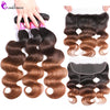 Ombre Body Wave Bundles With Frontal Honey Blonde Human Hair Bundles With Frontal Remy Black Brazilian Hair Bundles With Frontal