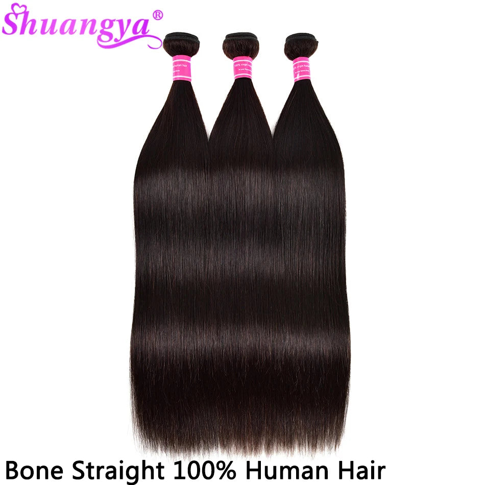 Bone Straight Human Hair Bundles Deals 3pcs 100% Remy Human Hair Extensions Double Weft Pervian Human Hair Weave Shuangya Hair