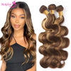 P4/27 Highlight Body Wave Human Hair Bundles 100g/pc Honey Blonde Bundle Brazilian Virgin Human Hair Weave Extensions For Women