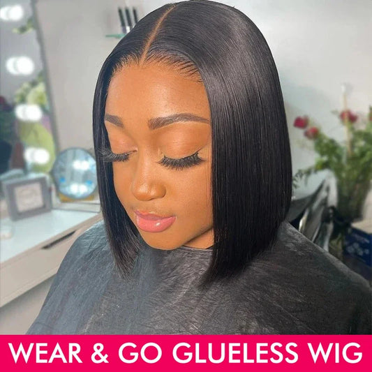 Wear Easy Go Wig Human Hair Ready To Wear Pre plucked Straight Bob Human Hair Wig 13x5 Lace Closure Pre Cut 13x4 Lace Front Wigs