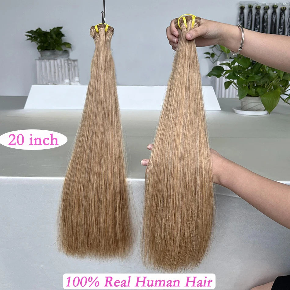 Double Drawn #27 Colored Straight Bundles Human Hair 100% Virgin Hair Weave Extensions 1/2/3/4 pcs For Women