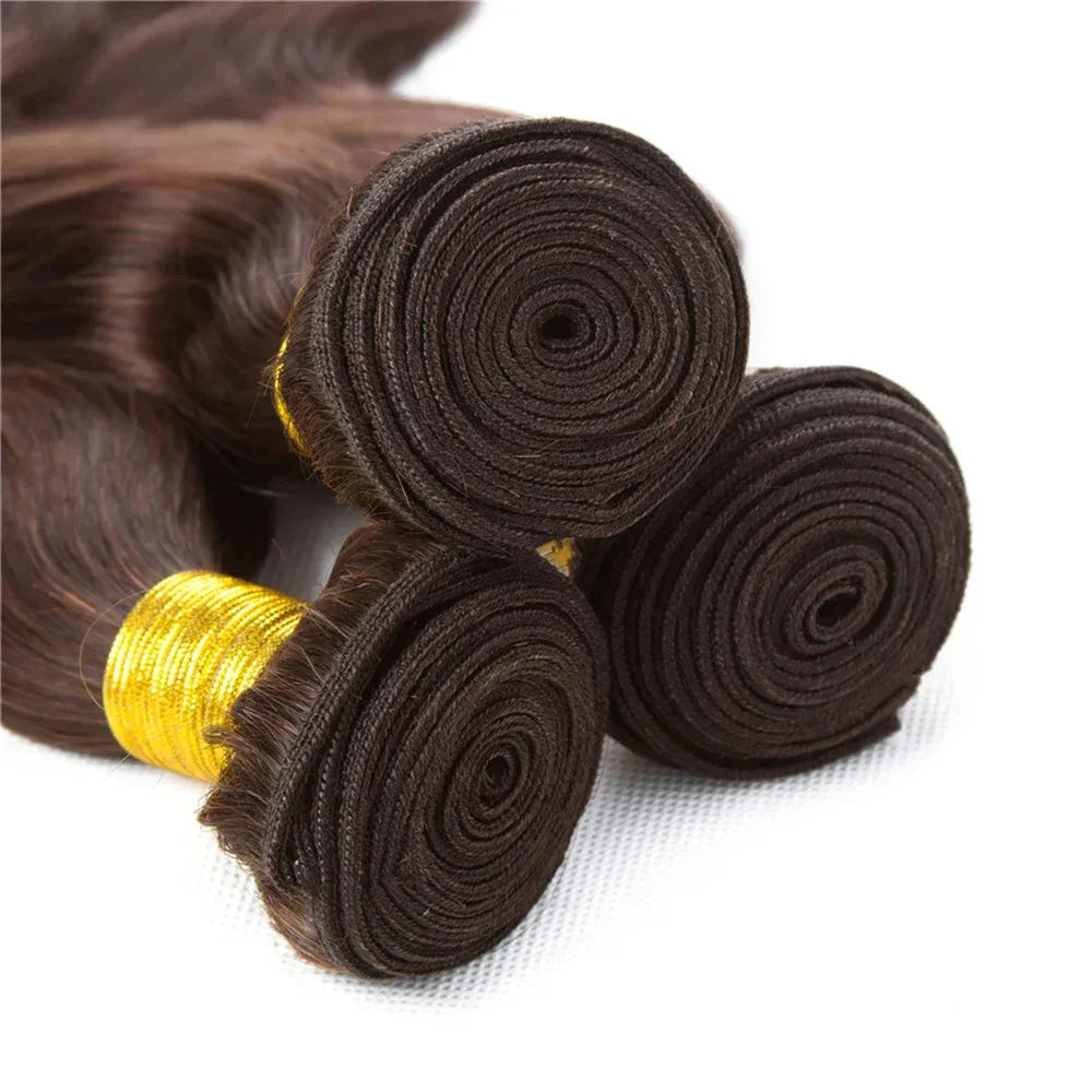 #4 Dark Brown Body Wave Bundles 1/3PCS 100% Human Hair Bundles 18-30 Inches Remy Hair Extensions For Women Brazilian Double Draw