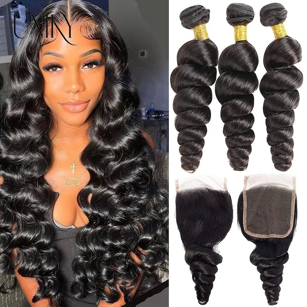 Brazilian Loose Wave Human Hair Bundles Natural Color for Women 95g/bundle Real Single Virgin 10A Grade 100% Unprocessed Virgin