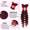 100% Human Hair Bulk 28 Inch Curly Bulk Human Hair for Boho Braiding Extensions Burgundy Deep Wave Vrigin Braideds 1 2 3 Bundles