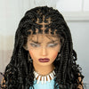 360° Transparent Full Lace Braided Wigs with Wavy Ends Synthetic Knotless Box Braided Lace Wigs with Baby Hair for Black Women