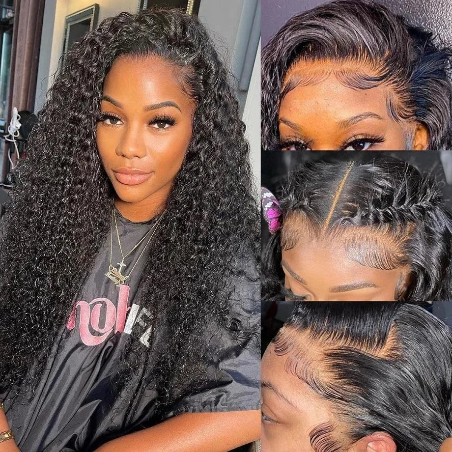 Loose Deep Wave Curly Lace Frontal Preplucked Brazilian Human Hair Black Wigs 13x6 Front HD Transparent Wig For Women Choice