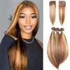 P4/27 Highlight Straight Human Hair Bundles With Closure Brazilian Hair Weave Bundles With Closure Hair Extension 3/4 Bundles