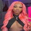 Pink Wig Long Curly Wavy Synthetic Lace Front Wig Loose Deep Wave Natural Colored Hair 13X4 Lace Frontal Wigs For Women Party