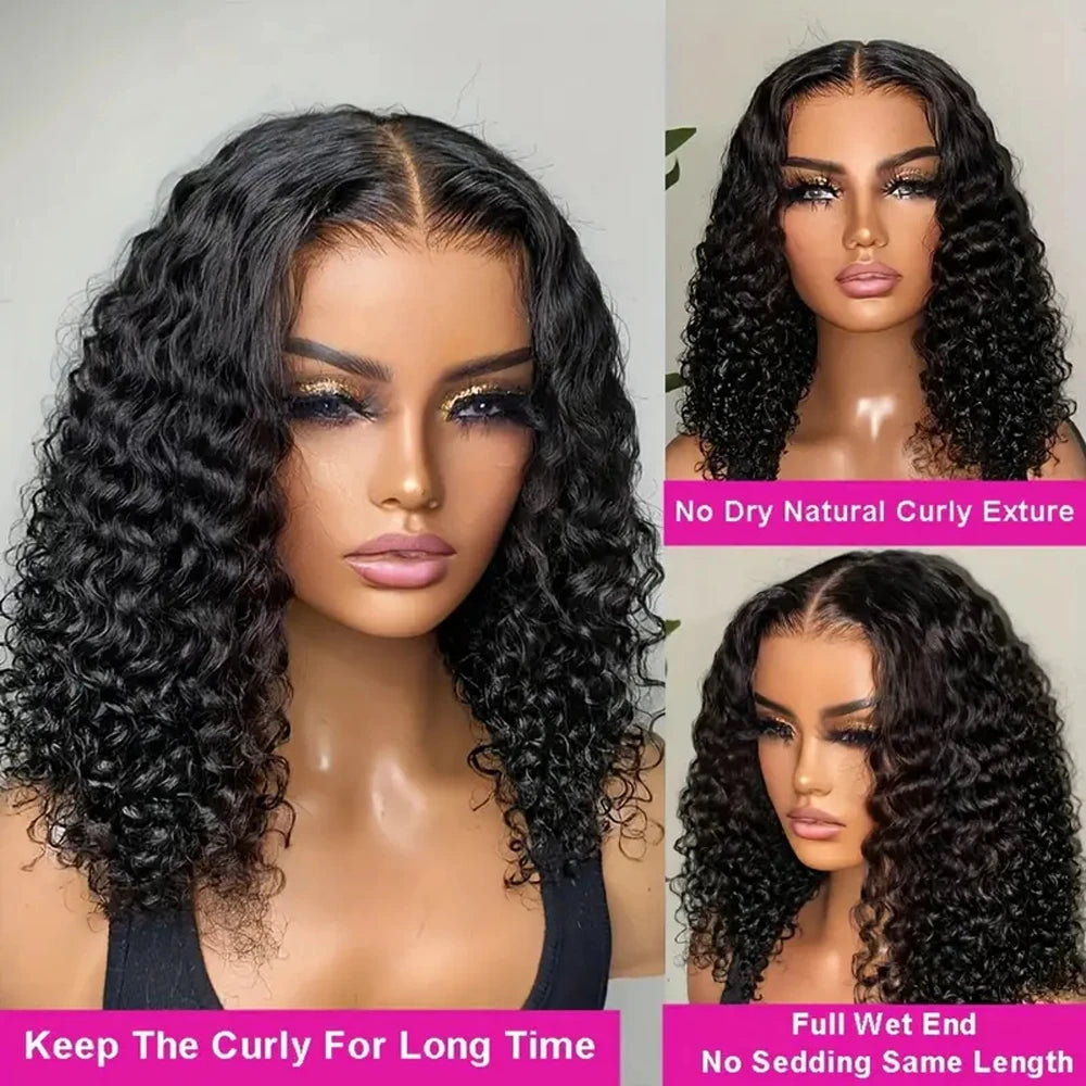 Brazilian Deep Wave Bob Wigs 13x4 Lace Frontal Wig Human Hair Natural Hairline Short Curly 4x4 Closure Wigs Preplucked Remy Hair