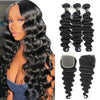 Loose Deep Wave Bundles With Closure Brazilian Remy Bundles Human Hair loose Deep curly human air weaves nature color