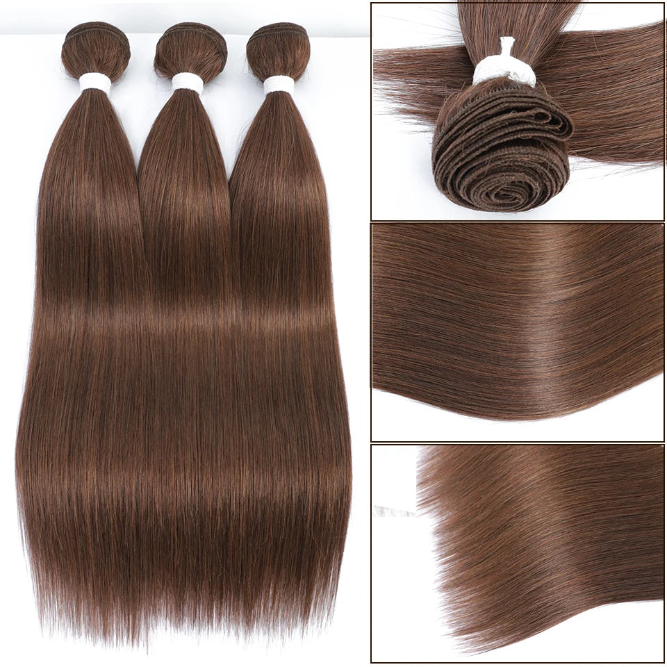 Straight Hair Extensions Synthetic Smooth Ombre Hair Weaving 26 inches Blue Synthetic Straight Hair Bundles Full to End