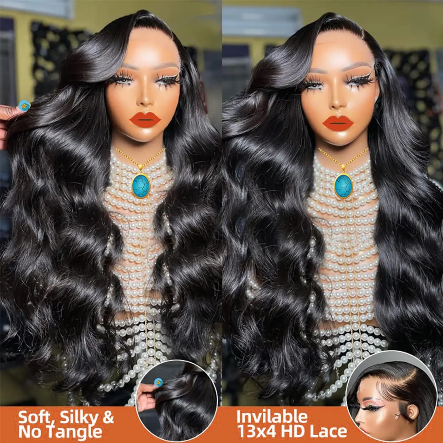 13x4 Body Wave Lace Front Wigs Human Hair 13x4 Transparent Lace Front Wigs for Women Pre Plucked With Baby Hair Natural Color 1B