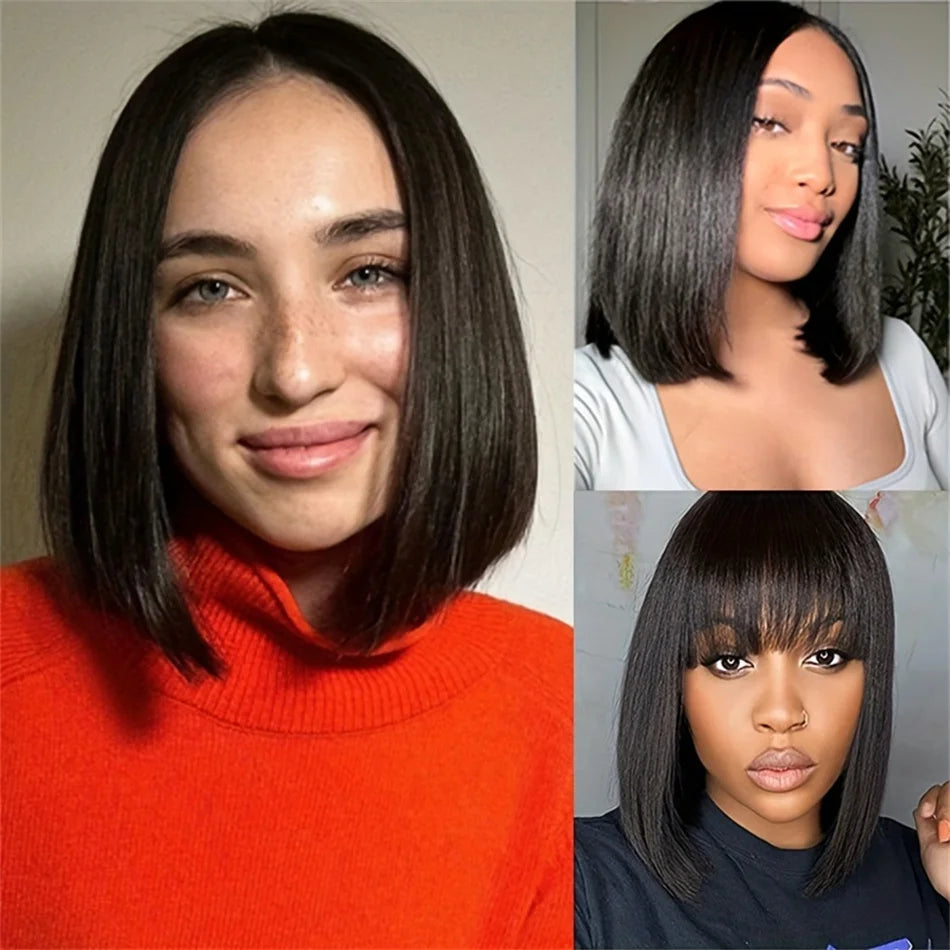 200% Density Brazilian Bone Straight Short Bob Wig 13x4 Human Hair Lace Frontal Wig 13x6 Hd Lace Front Wigs For Women Gifts