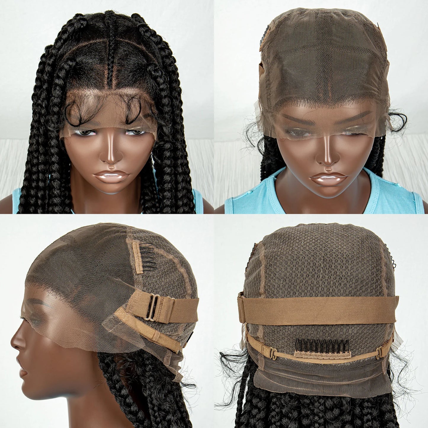 Synthetic Full Lace Braided Wig Knotless Box Braided Wigs for Women Handmade Braided Full Lace Long Cornrow Twisted Braided Wig