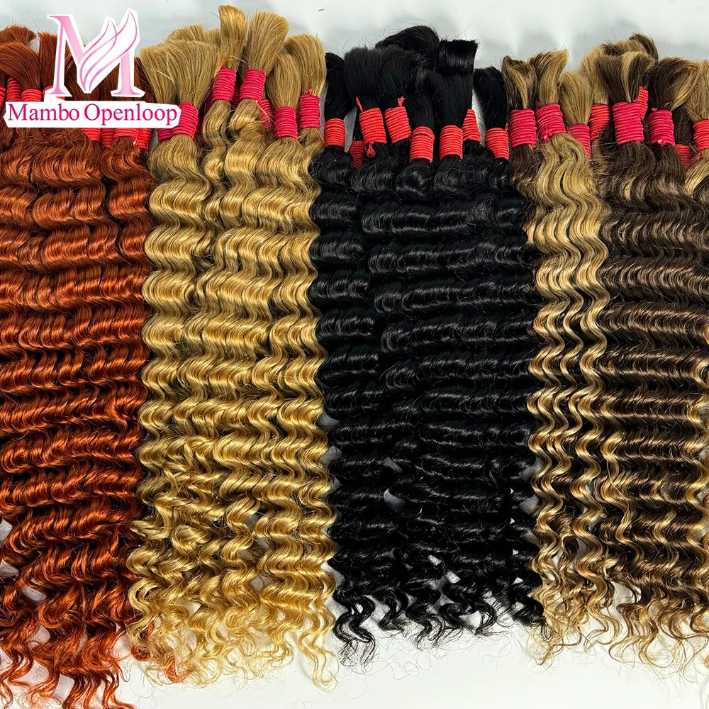 5 colors Boho Braids Human Hair 2/4/6 bundles Bulk Hair For Braiding Boho Locs Add-in Bundles Braiding Hair for Women