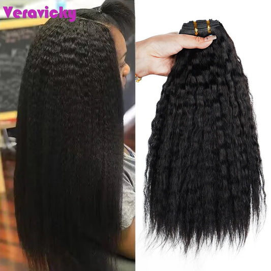 Kinky Straight Hair Bundles Virgin Hair Extensions Yaki Straight 100% Remy Human Hair Bundles 100G/pc thick Hair Bundles