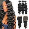 Loose Deep Wave Bundles With Closure Brazilian Remy Bundles Human Hair loose Deep curly human air weaves nature color