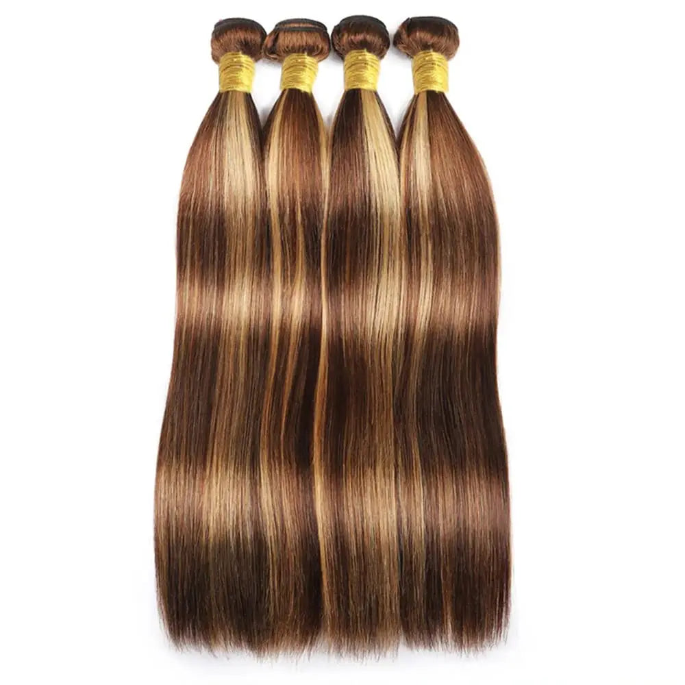 Highlight Human Hair Bundles Straight #P4/27 Color Honey Blonde 1/3 Bundles Human Hair Extensions For Woman Brazilian Straight