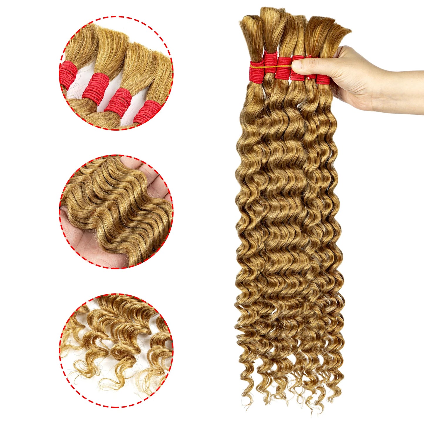 Braiding Hair Deep Wave Bulk Human Hair for Braiding No Weft Bundle 100g 2 Bundles/Pack Brazilian Virgin Hair Bulk for Salon