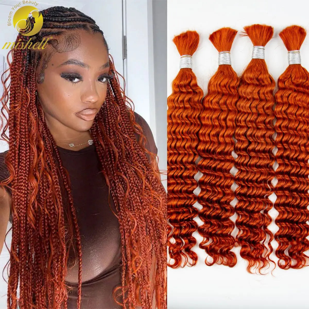 Curly Bulk Braiding Hair Extensions 100% Human Hair Bulk Deep Wave No Weft Ombre Boho Braids Brazilian Virgin Hair Bundles 100g