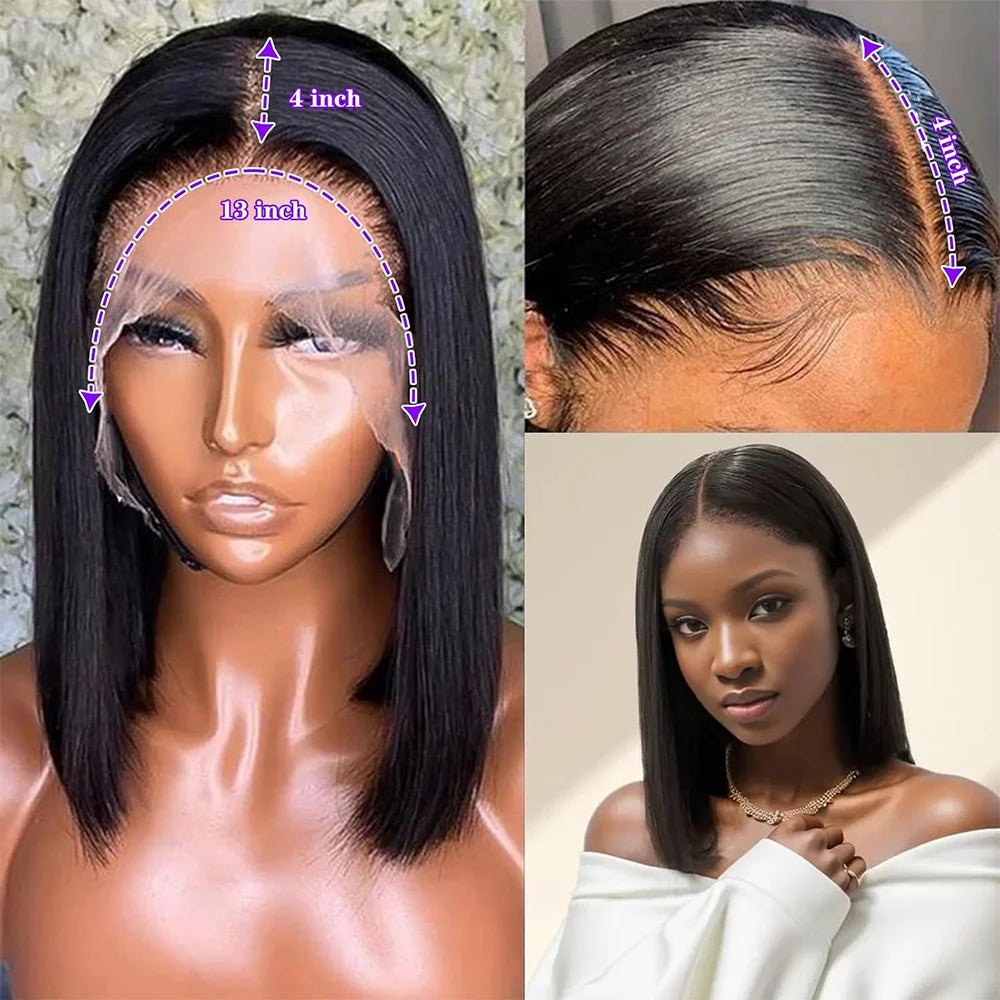 13x6 Straight Bob Wig Lace Front Human Hair Wigs 200% Density HD Lace Frontal Wig 8-16 Inch Brazilian Hair Wigs for women