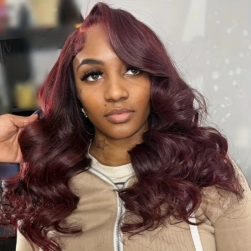 99J Burgundy Body Wave Bob Wig Human Hair Lace Front Wigs Human Hair Short Bob Wig Pre Plucked with Baby Hair