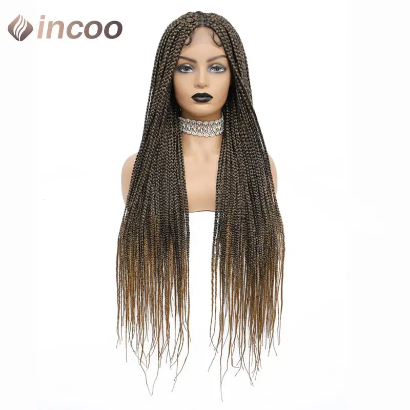 360 Full Lace Frontal Braided Wigs for Black Women Synthetic Box Braids Wig Knotless Cornrow Braid Wigs Goddness Braiding Hair