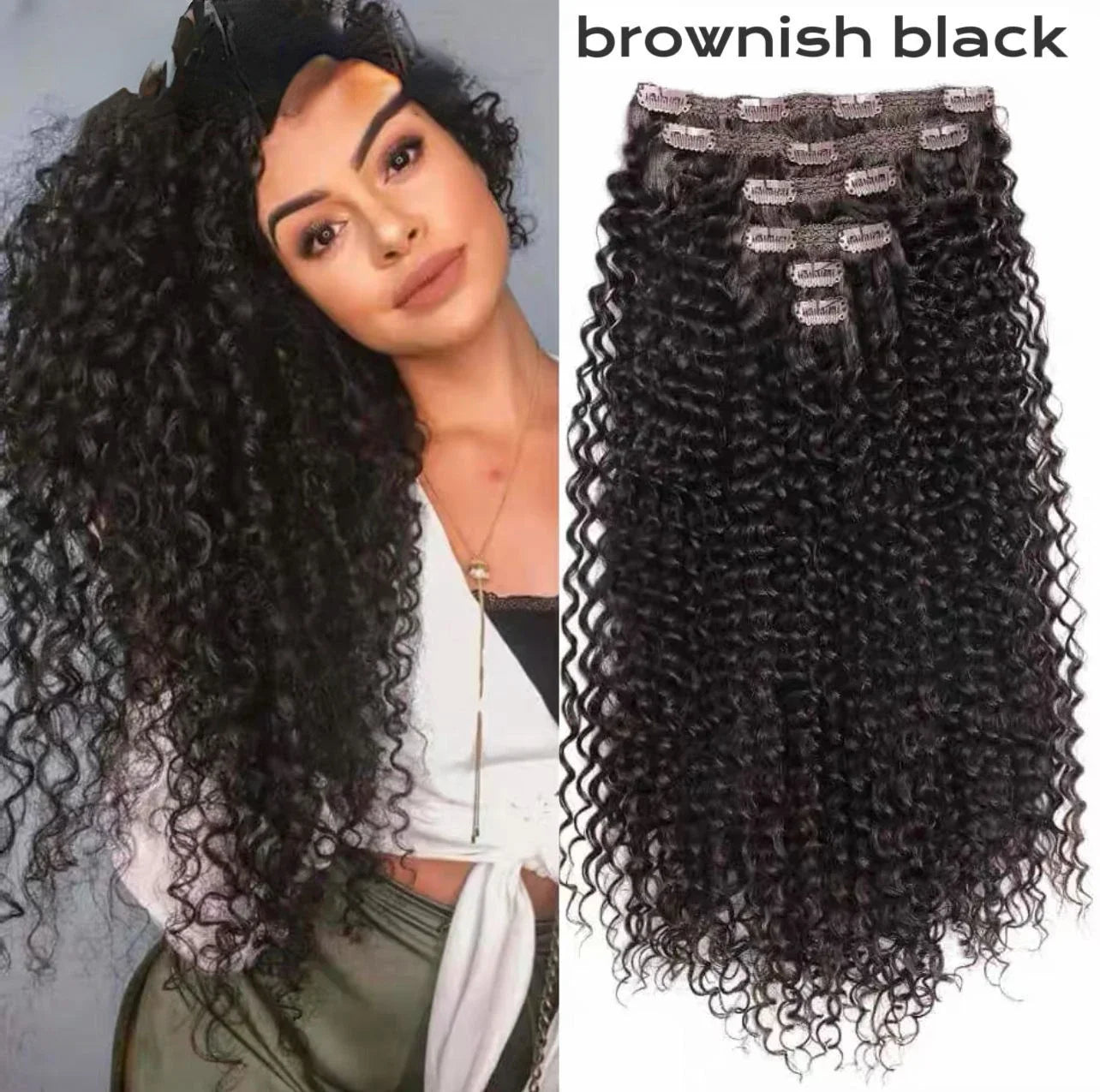 6 Pieces Set Synthetic Kinky Curly Clip in Hair Extensions 26 Inch Long Soft Thick Wigs Hairpieces for Women with Thinning Hair