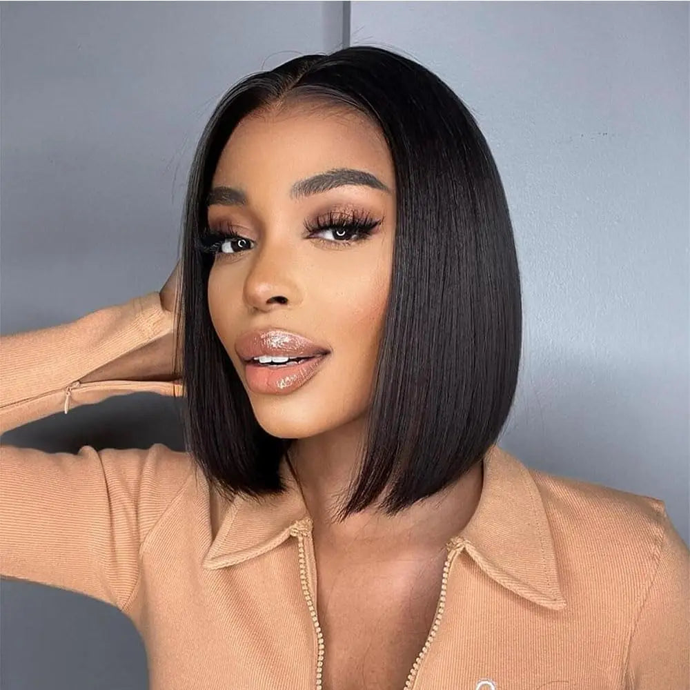 Bone Straight Short Bob Wig 13x4 Hd Human Hair Wigs 12 Inch Straight Lace Frontal Bob Wig Pre Plucke Brazilian hair For Women