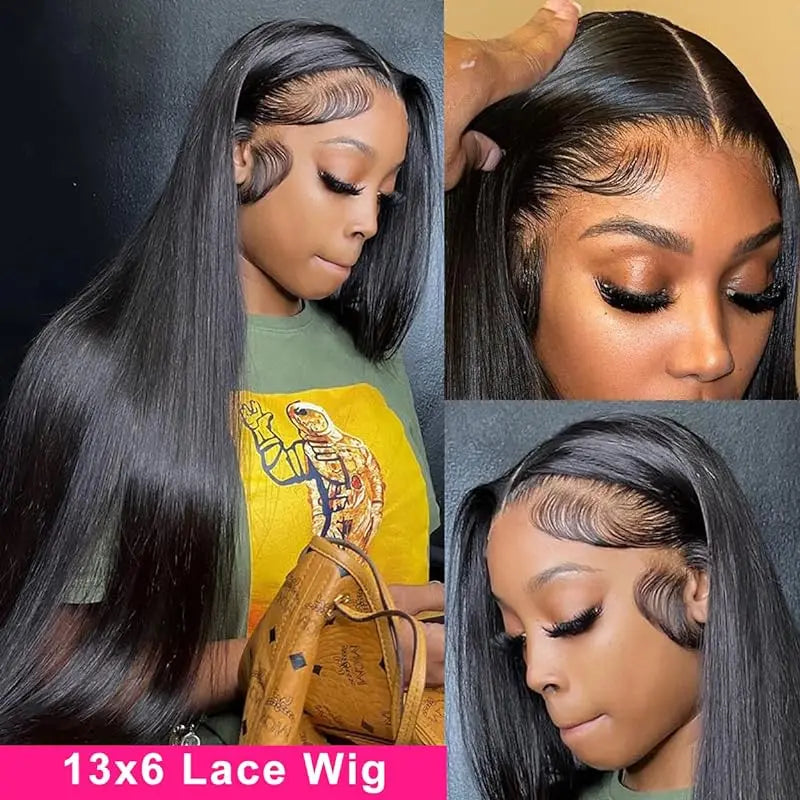 Straight 13x6 Lace Frontal Human Hair Wigs 100% Brazilian Virgin Human Hair For Black Women Natural Hairline with Baby Hair