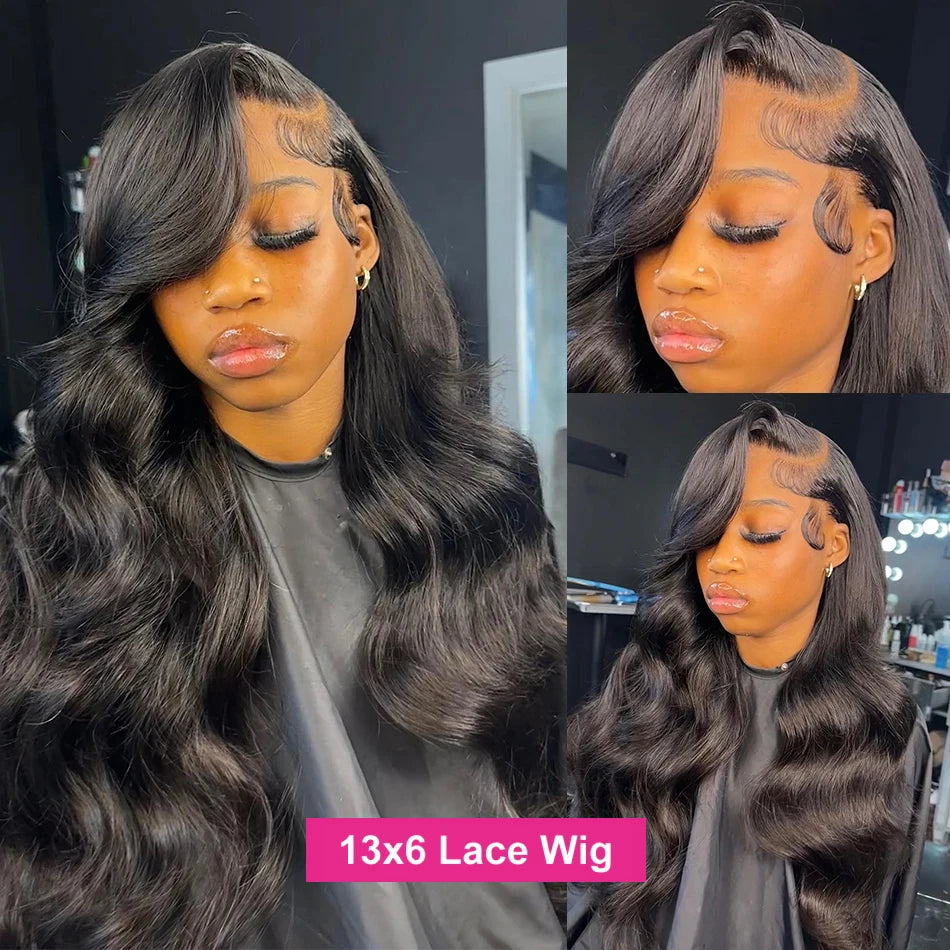 Transparent 13x4 13x6 Body Wave Lace Front Wig Human Hair PrePlucked Brazilian HD 4X4 Lace Human Hair Wigs For Women Bling