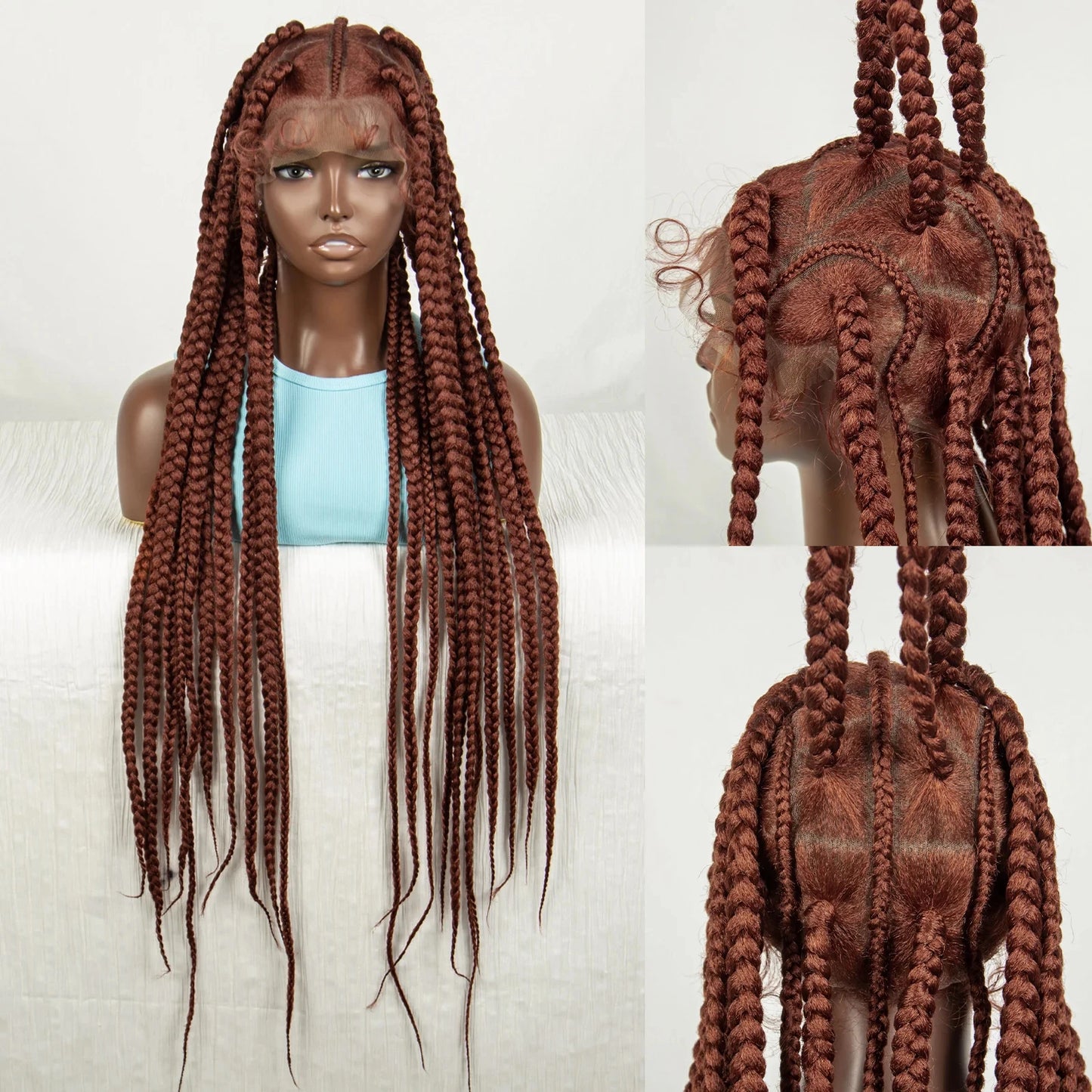 Synthetic Full Lace Braided Wig Knotless Box Braided Wigs for Women Handmade Braided Full Lace Long Cornrow Twisted Braided Wig