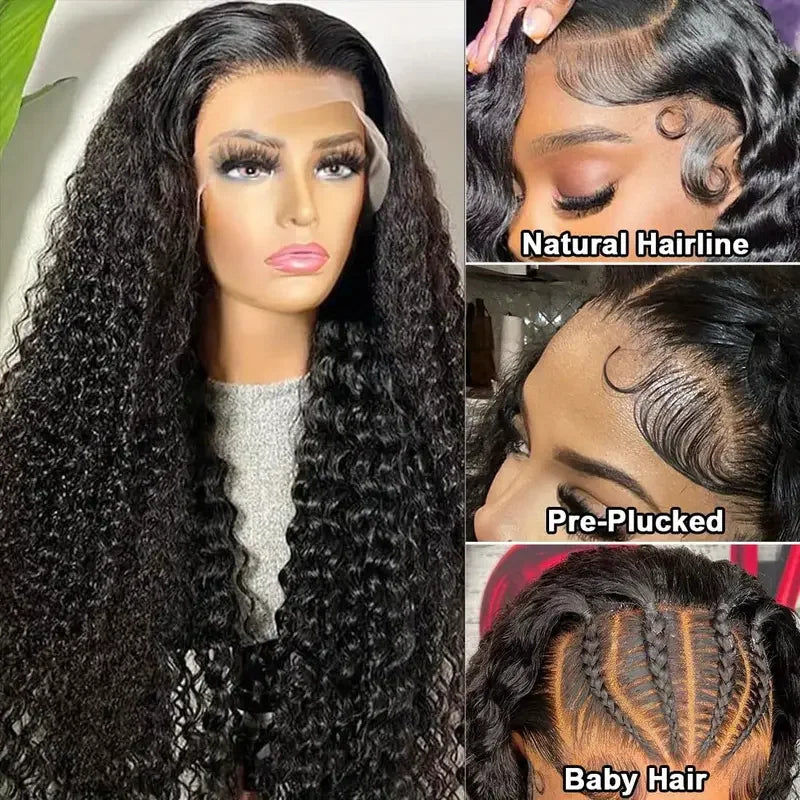 38Inch Deep Wave Lace Frontal Wig Transparent 13X6 HD Lace Frontal Human Hair Wig Curly Human Hair Lace Front Wig For Women