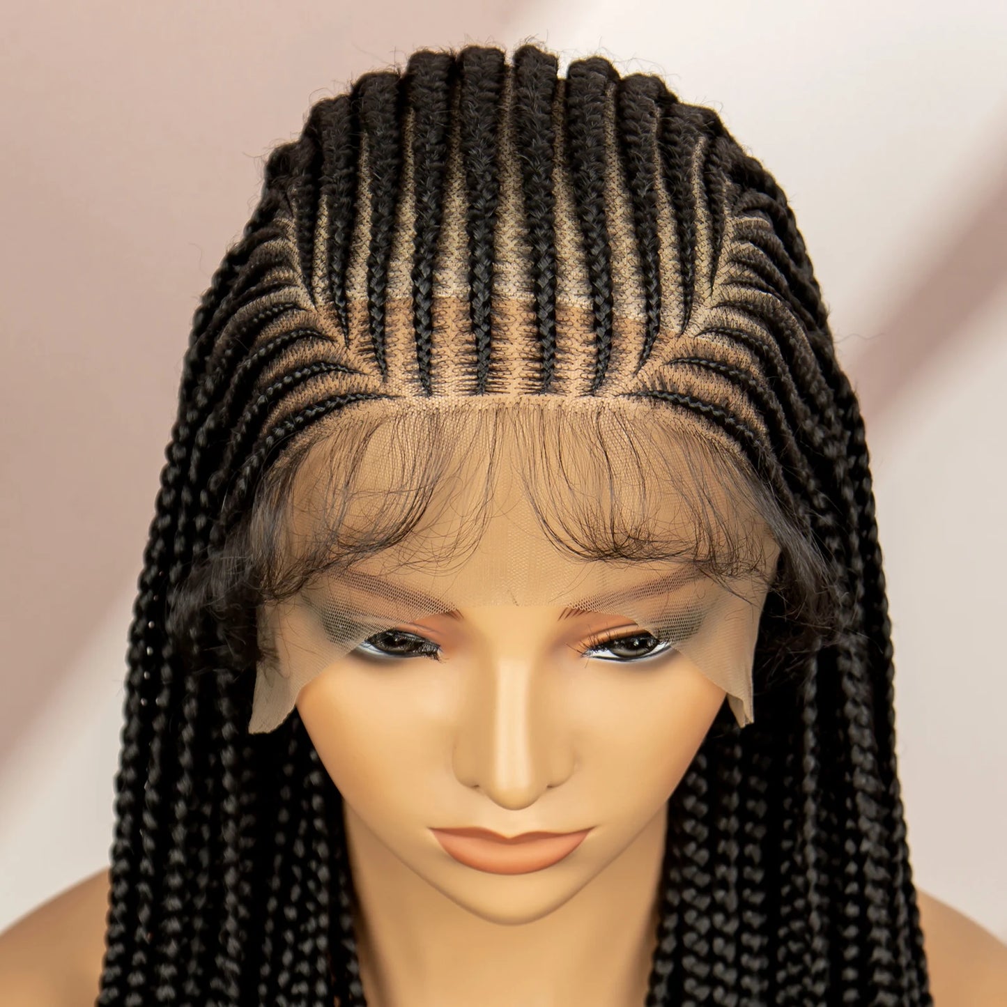 Synthetic Full Lace Frontal Braided Wigs 36 Inches Synthetic Braids Wigs with Baby Hair for Women HD Lace Wigs Daily Use