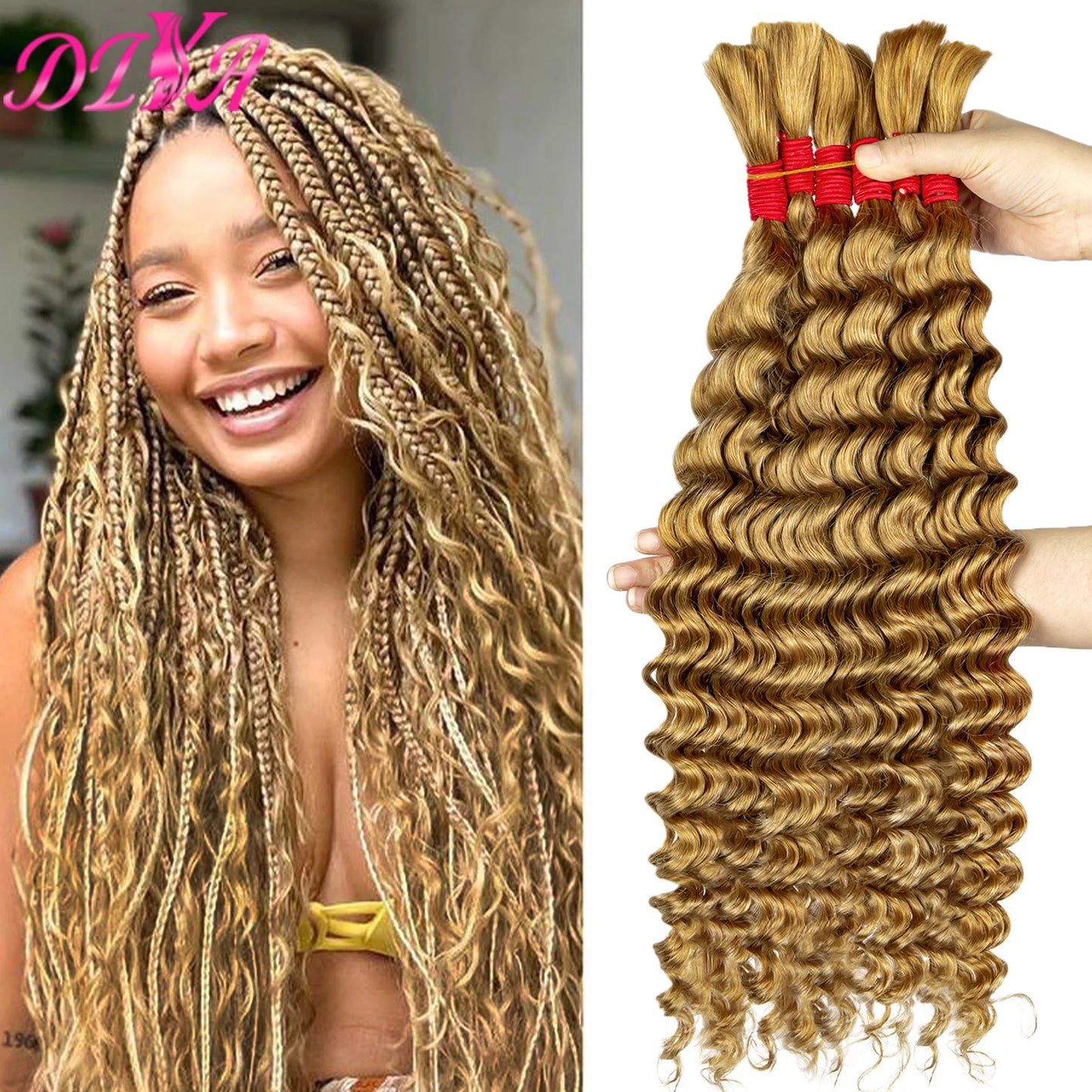 Braiding Hair Deep Wave Bulk Human Hair for Braiding No Weft Bundle 100g 2 Bundles/Pack Brazilian Virgin Hair Bulk for Salon