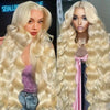 34 36 Inchs Transparent Lace 250 Density 613 Blonde Colored Body Wave Human Hair Wigs 13x4 13x6 Full Frontal Lace Front Wigs