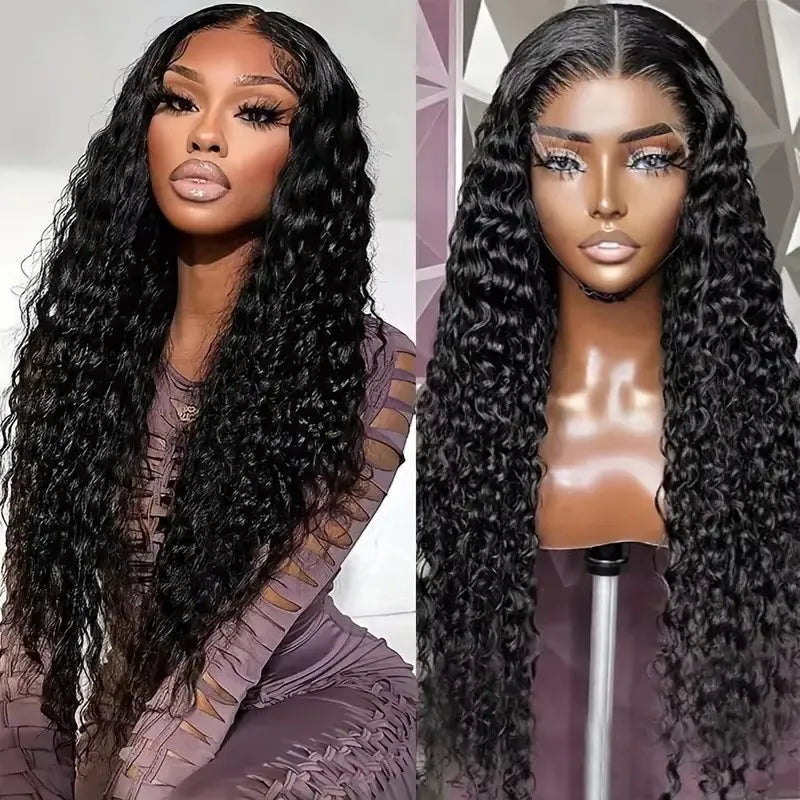 Indian Human Hair Wigs 200% Deep Wave Kinky Curly 13x4 13x6 HD Lace Frontal Wigs Pre Plucked 4x4 Lace Closure Human Hair Wig